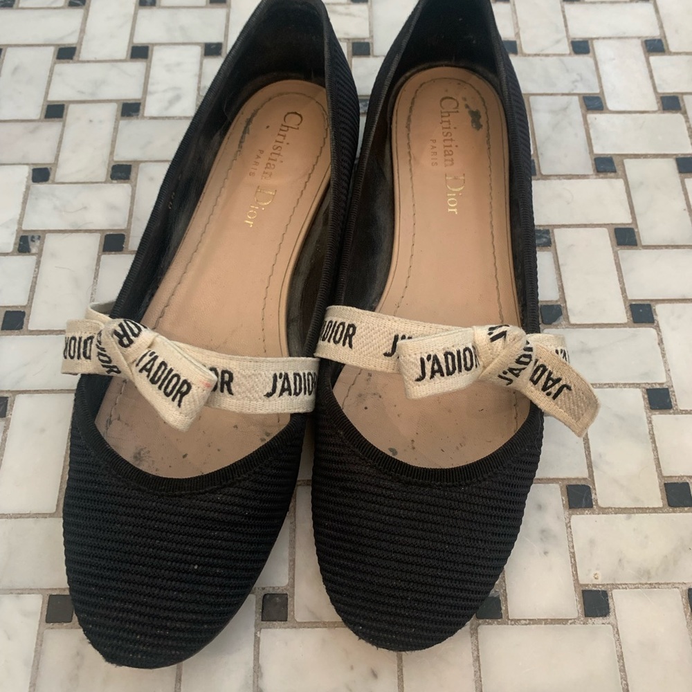 Dior, J’Adior, black maryjane flats. Black technical fabric